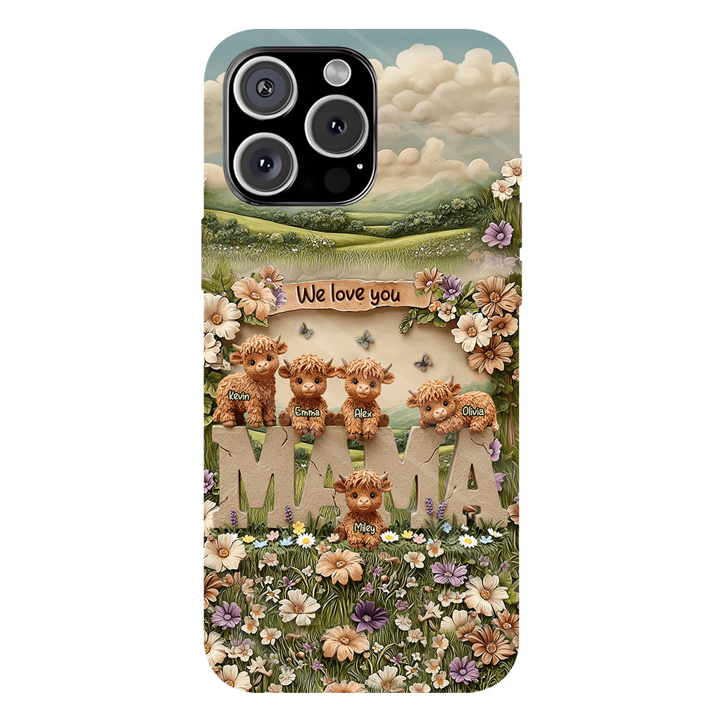 Coque de téléphone personnalisée avec motif vache des Highlands mignonne, maman et grand-mère - Coque de téléphone imprimée intégralement pour maman
