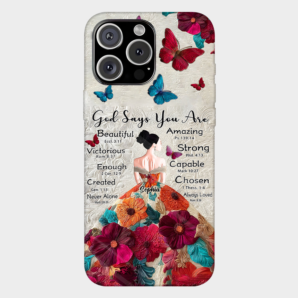 Dieu dit que tu es assez - Coque de téléphone personnalisée avec impression chrétienne intégrale