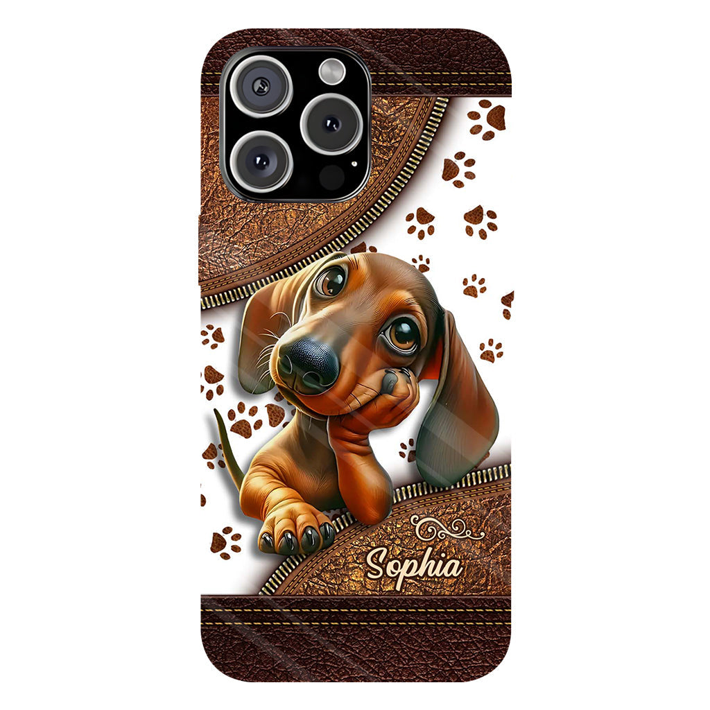 Coque de téléphone personnalisée avec un adorable teckel et un motif intégral de chien