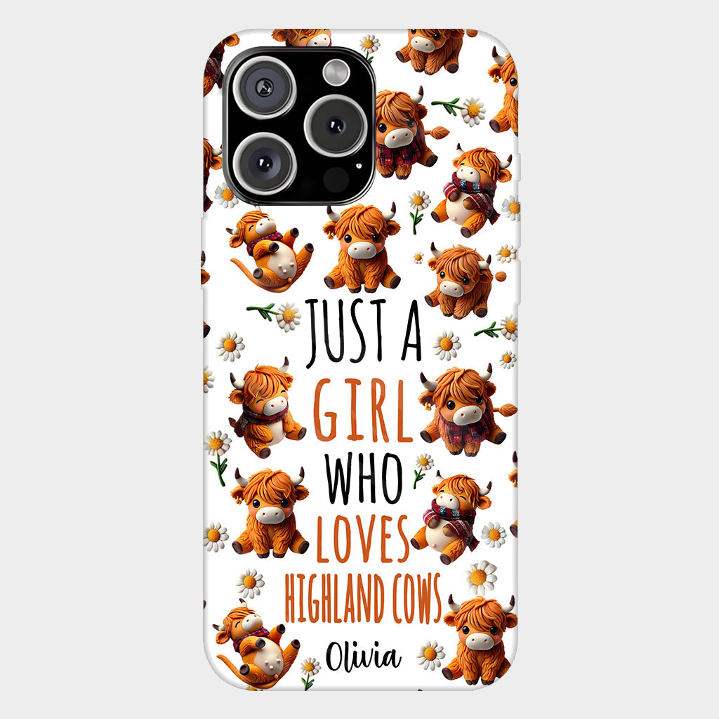 Just A Girl Who Loves Highland Cows - Personalized Highland Cow Full Print Phone Case