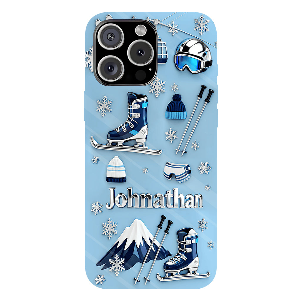 Skiing Makes Me Happy - Personalized Skiing Full Print Phone Case