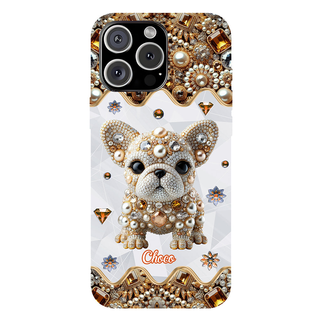 Coque de téléphone personnalisée avec motif intégral de bouledogue français « J’adore »
