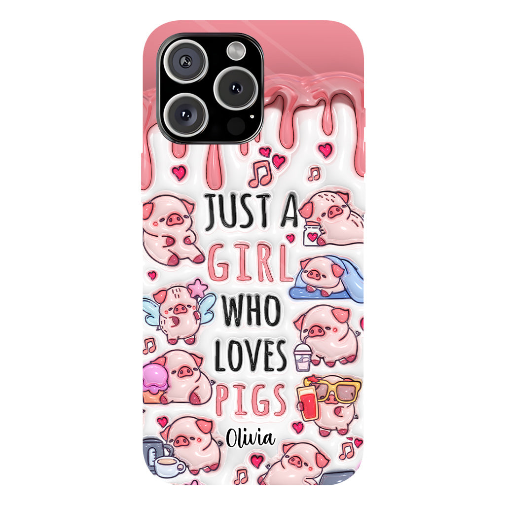 Just A Girl Who Loves Pigs - Personalized Pig Lover Full Print Phone Case