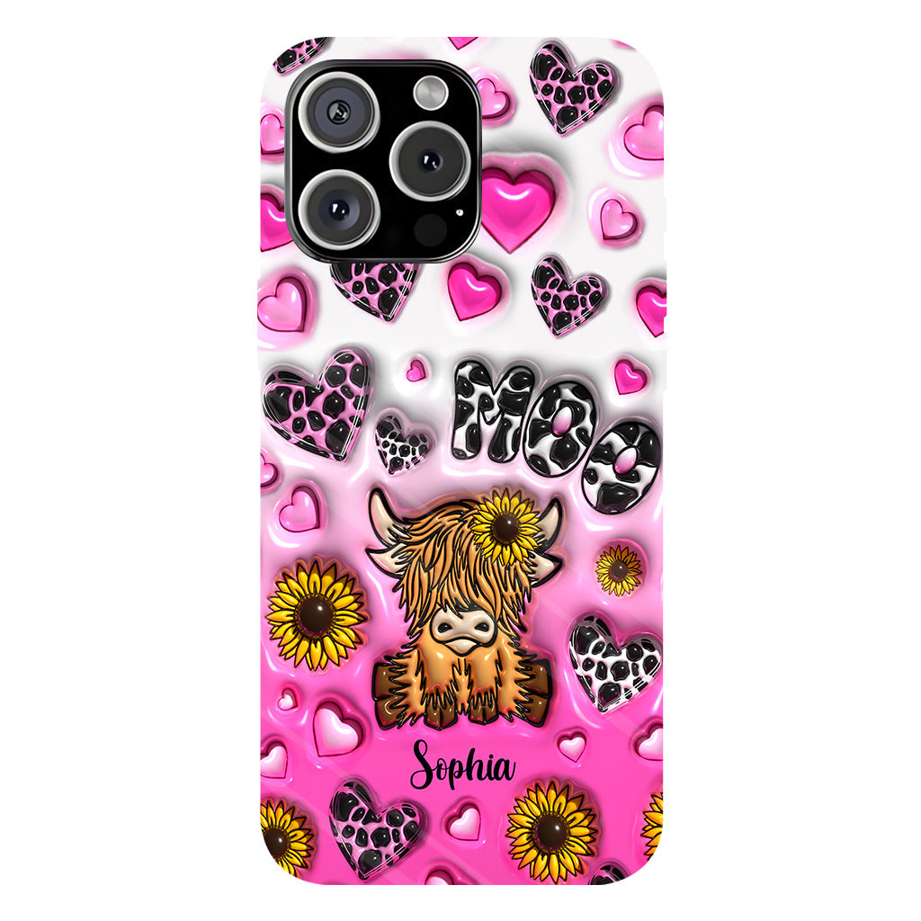 Sunflower Highland Cow - Personalized Full Print Phone Case
