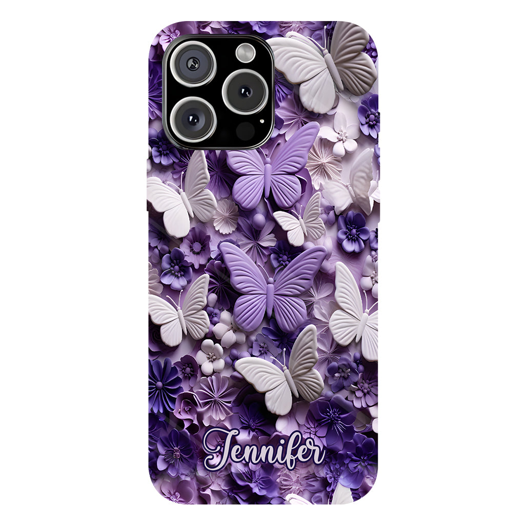 Purple Butterflies - Personalized Butterfly Full Print Phone Case