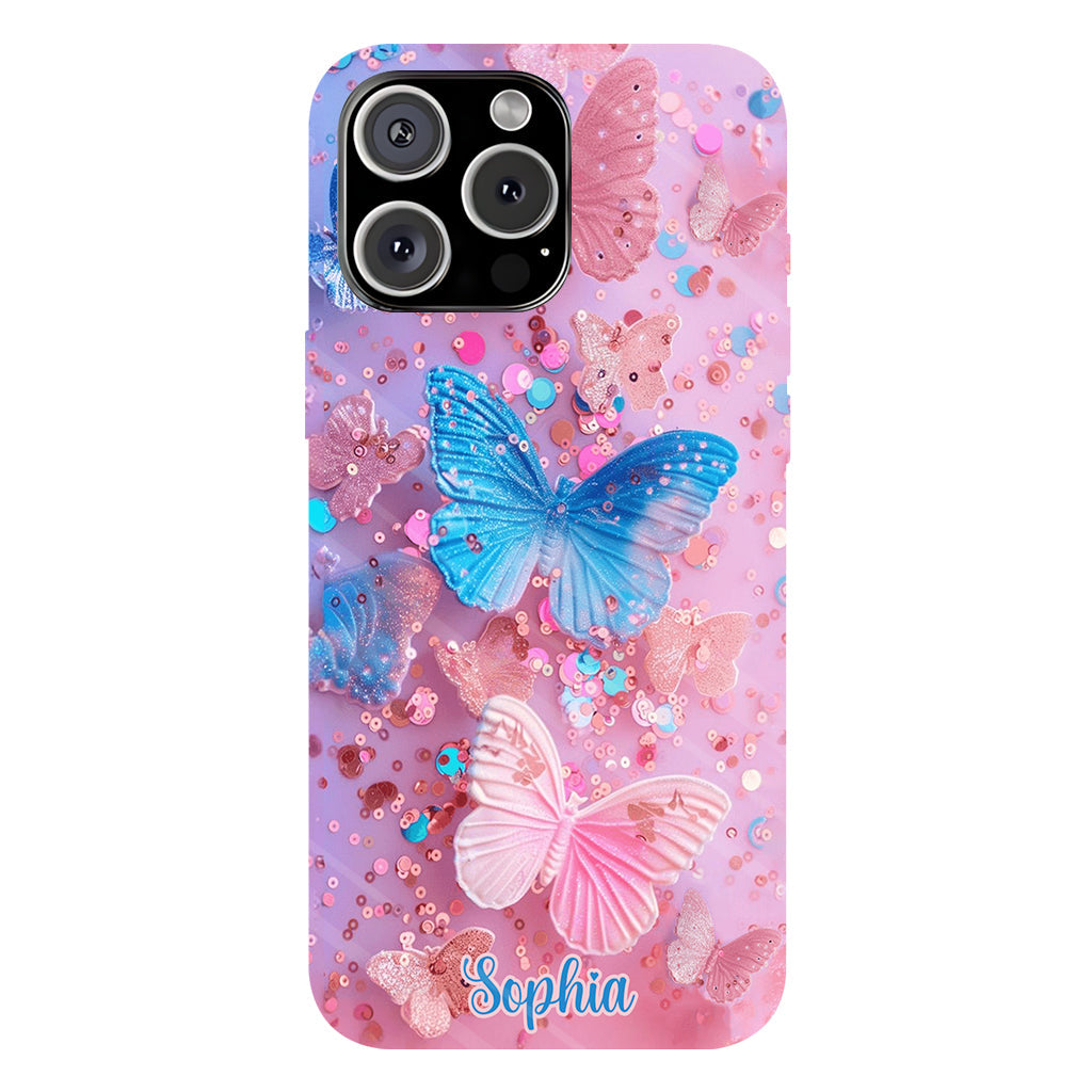 Coque de téléphone personnalisée avec motif papillon scintillant - Papillons scintillants