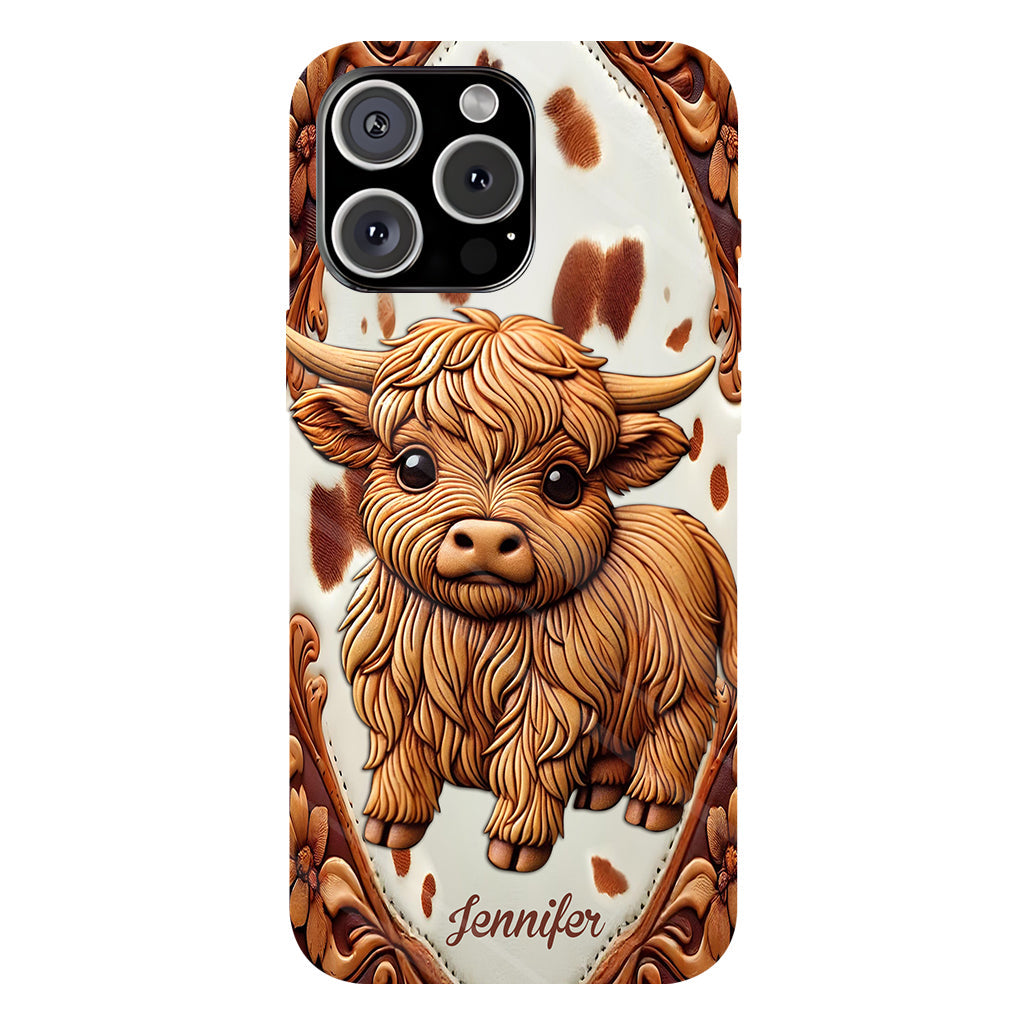 Coque de téléphone personnalisée avec impression intégrale « J’adore les vaches des Highlands »