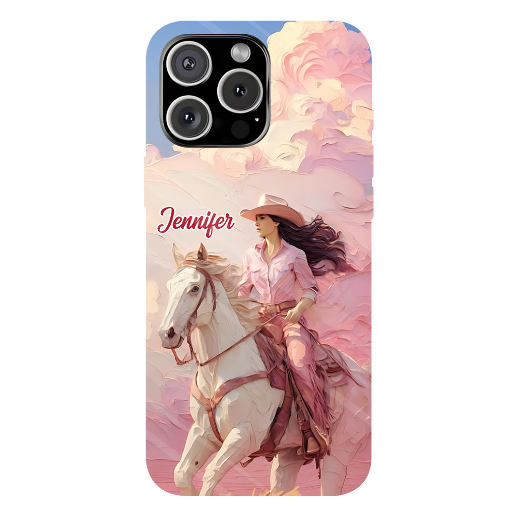 Coque de téléphone personnalisée avec imprimé intégral « Cowgirl rose »