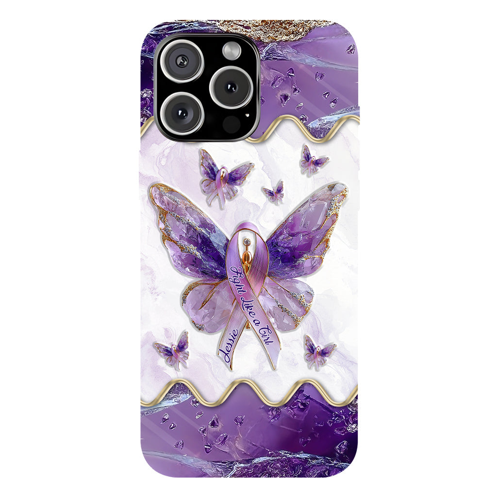 Combattez comme une fille - Coque de téléphone personnalisée avec impression intégrale pour la sensibilisation au lupus