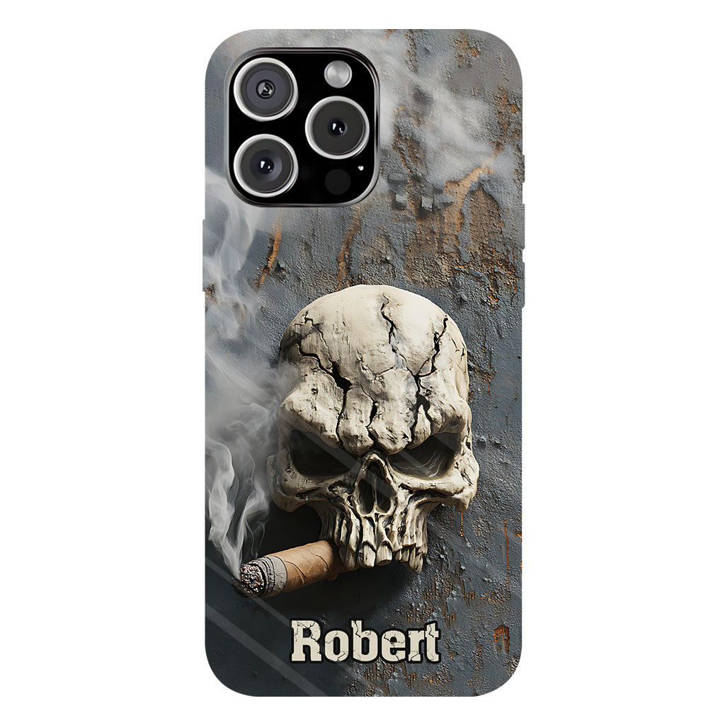 Coque de téléphone personnalisée Skull Cigar - Motif crâne intégral