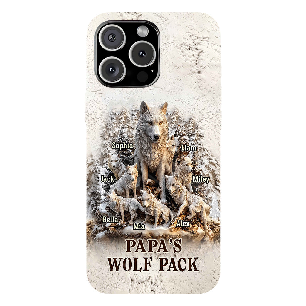 Coque de téléphone personnalisée « La meute de loups de papa » avec impression intégrale