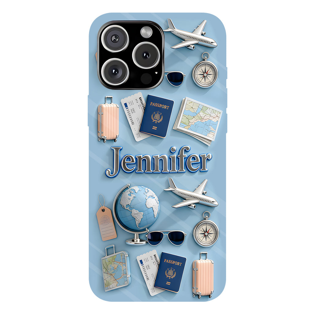 Une fille qui adore voyager - Coque de téléphone personnalisée avec impression intégrale sur le thème du voyage