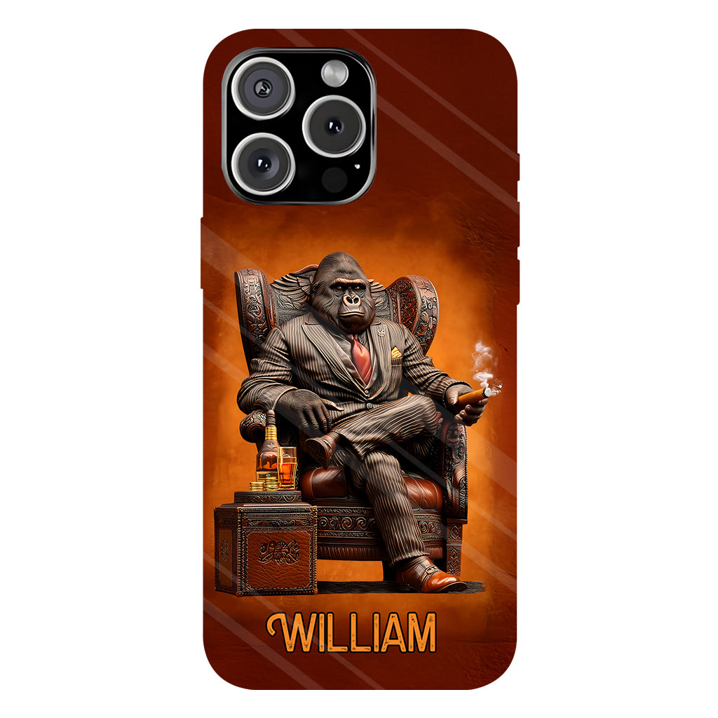 Whiskey & Cigar Gorilla - Personalized Whisky Full Print Phone Case