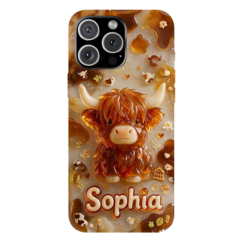Highland Cow 3D Jelly Effect - Personalized Highland Cow Full Print Phone Case