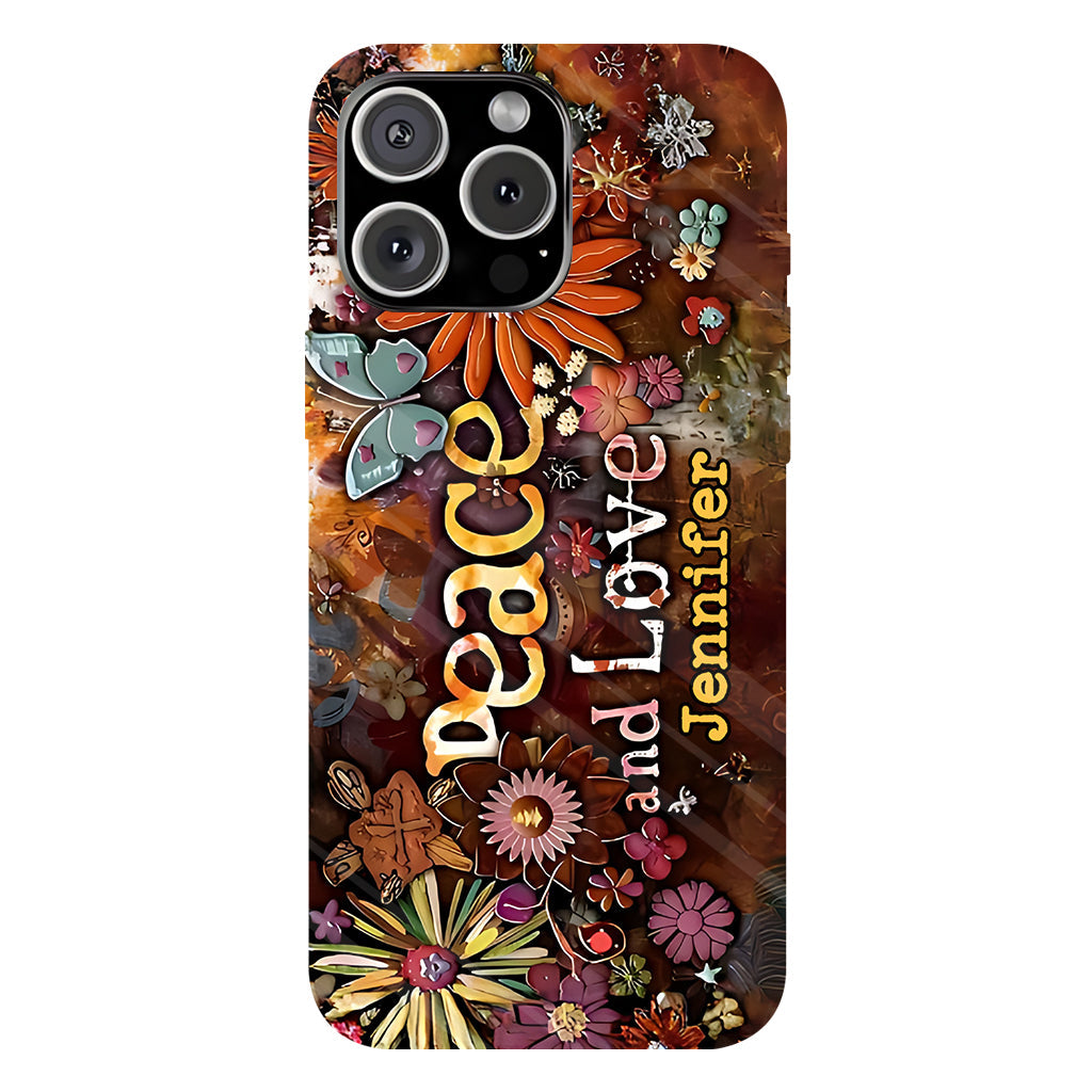 Peace And Love - Personalized Hippie Full Print Phone Case