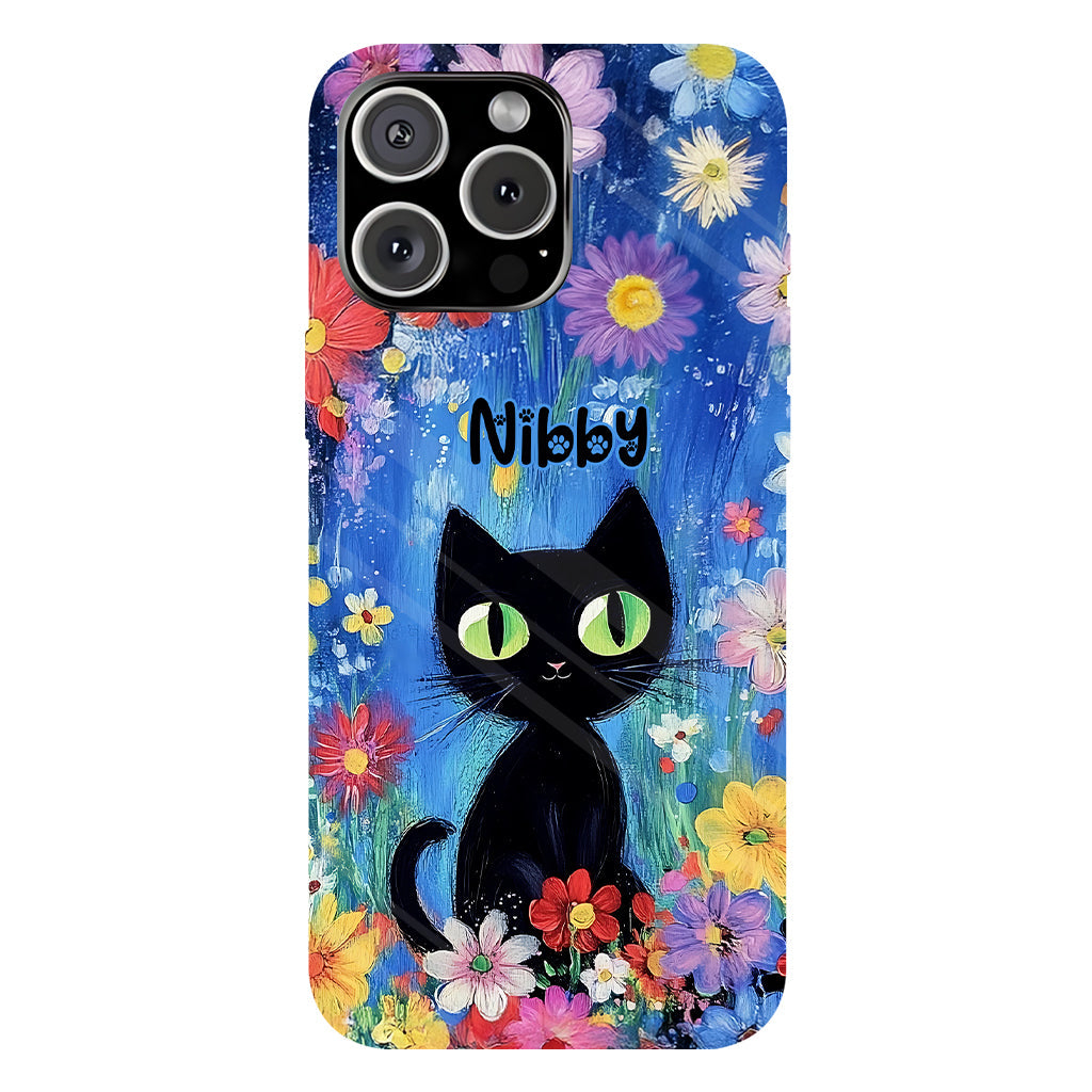 Coque de téléphone personnalisée avec motif chat noir mignon - Chat mignon