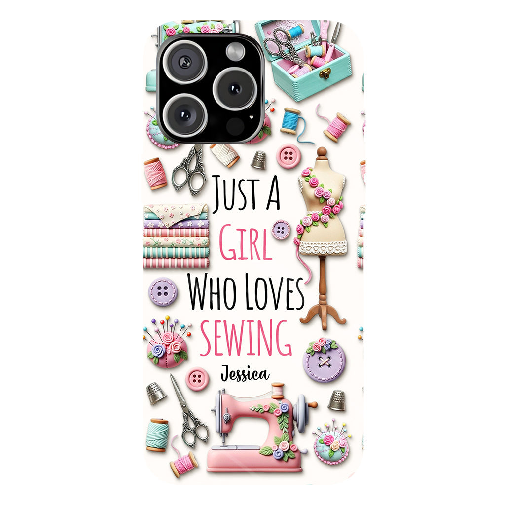 Coque de téléphone personnalisée « Juste une fille qui aime coudre » avec impression intégrale