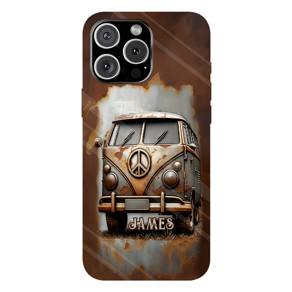 Camper Van Peace Symbol Vintage Soul - Personalized Hippie Full Print Phone Case