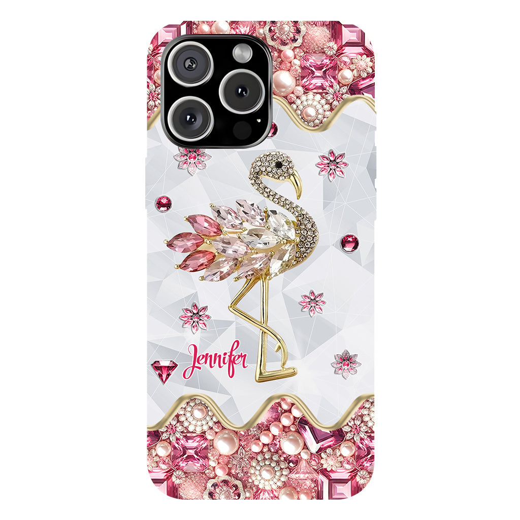 Juste une fille qui aime les flamants roses - Coque de téléphone personnalisée avec impression intégrale de flamants roses