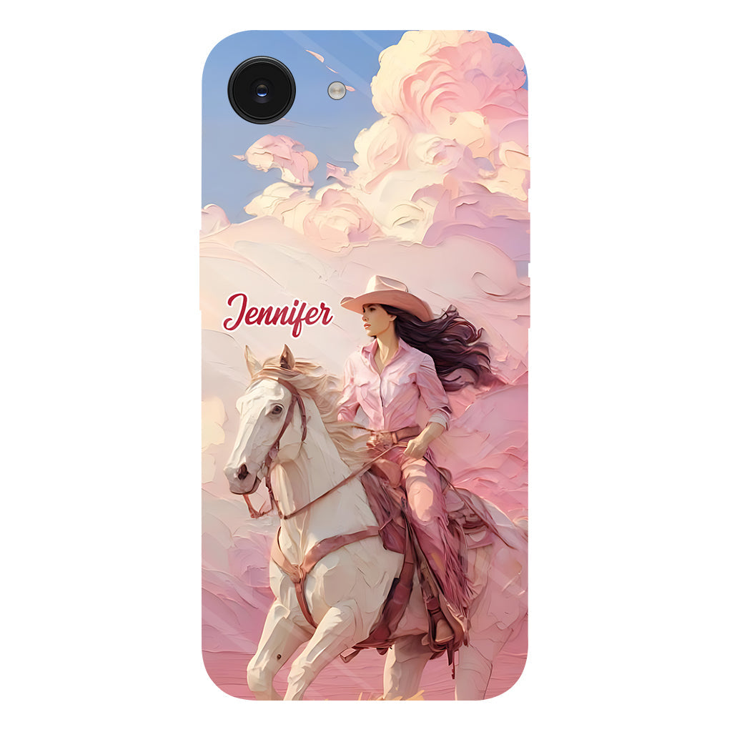 Coque de téléphone personnalisée avec imprimé intégral « Cowgirl rose »