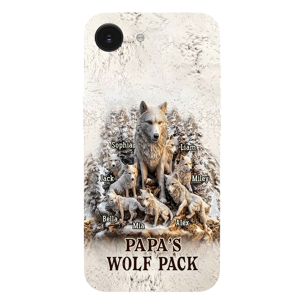 Coque de téléphone personnalisée « La meute de loups de papa » avec impression intégrale