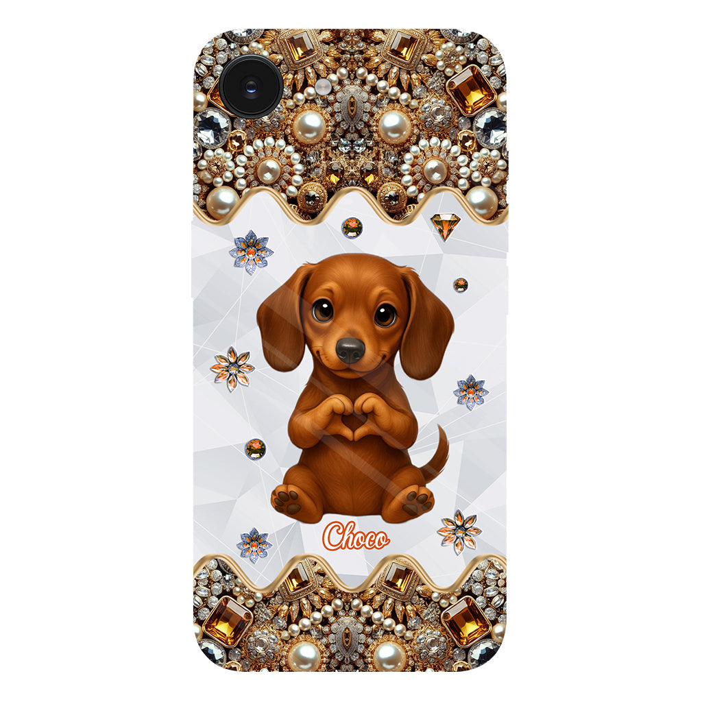 Coque de téléphone personnalisée avec motif de chiot/chat faisant des cœurs avec ses mains