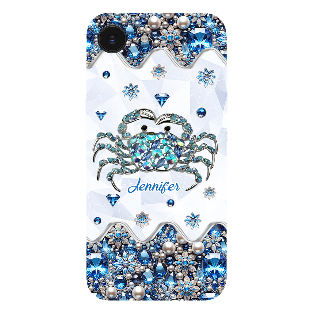 Élégante coque de téléphone personnalisée « Crabe bleu élégant » pour amoureux de la mer