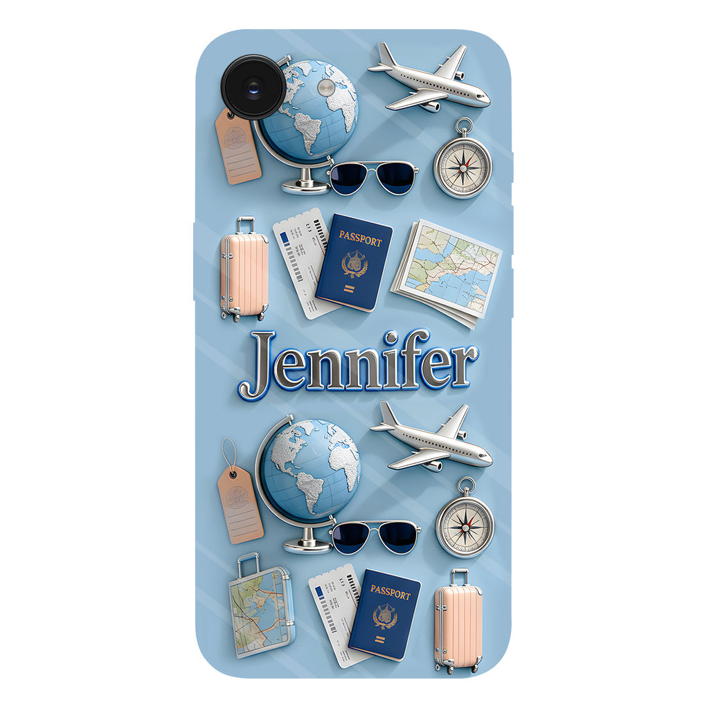 Une fille qui adore voyager - Coque de téléphone personnalisée avec impression intégrale sur le thème du voyage