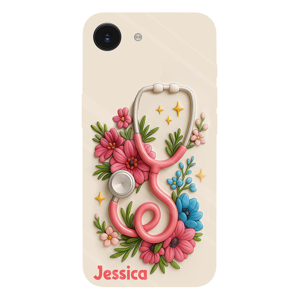 Floral Stethoscope - Personalized Nurse Full Print Phone Case