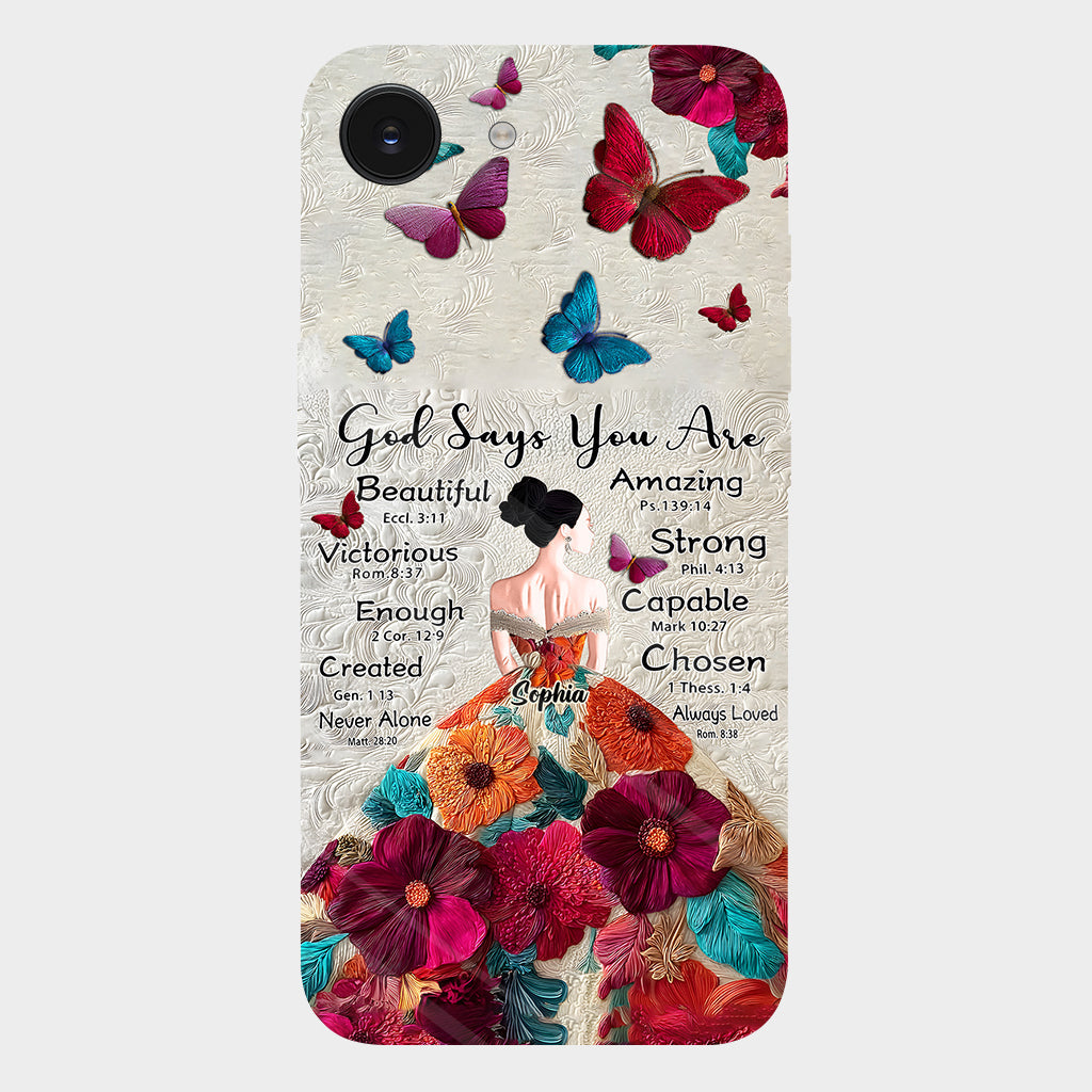 Dieu dit que tu es assez - Coque de téléphone personnalisée avec impression chrétienne intégrale