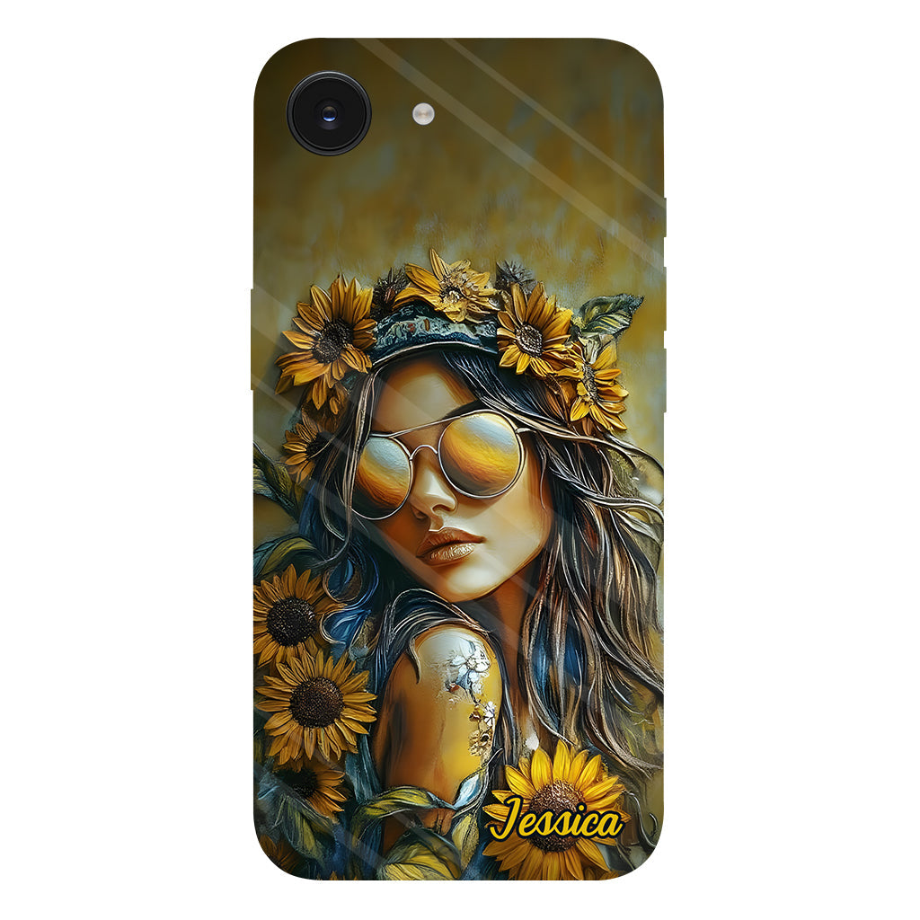 Coque de téléphone personnalisée Hippie Soul Sunflower Girl - Motif hippie intégral