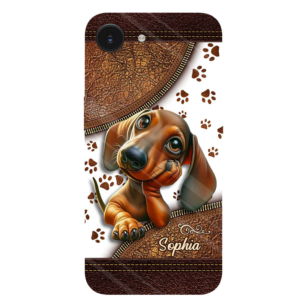 Coque de téléphone personnalisée avec un adorable teckel et un motif intégral de chien