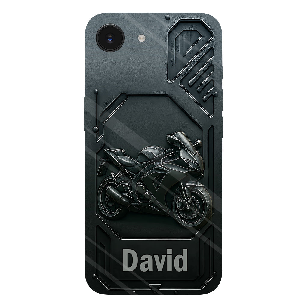 Coque de téléphone personnalisée pour motard, style cruiser/sportif, avec impression intégrale.