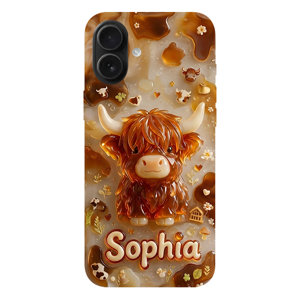 Highland Cow 3D Jelly Effect - Personalized Highland Cow Full Print Phone Case