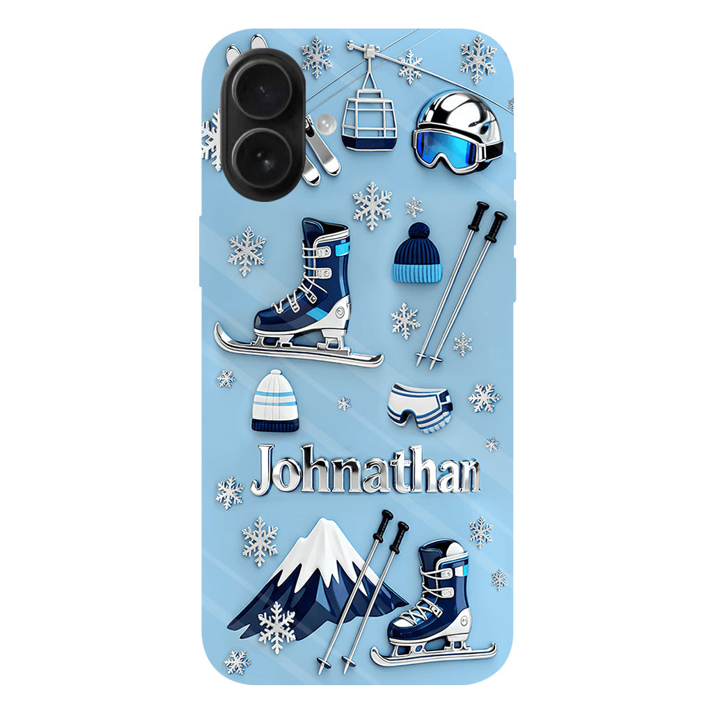 Skiing Makes Me Happy - Personalized Skiing Full Print Phone Case