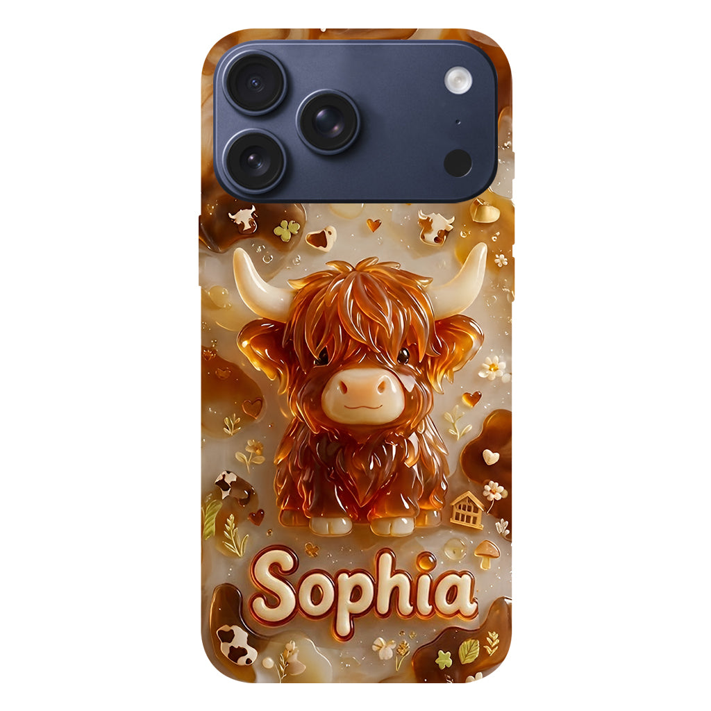Highland Cow 3D Jelly Effect - Personalized Highland Cow Full Print Phone Case