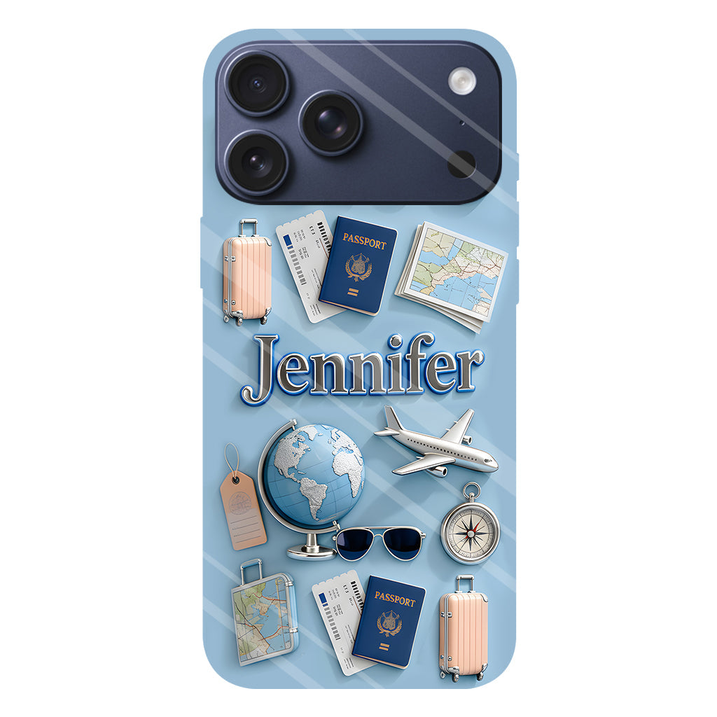 Une fille qui adore voyager - Coque de téléphone personnalisée avec impression intégrale sur le thème du voyage