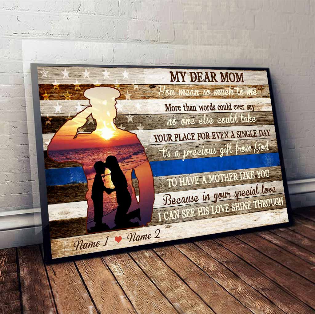 Ma chère maman - Affiche personnalisée pour la fête des mères, représentant un policier