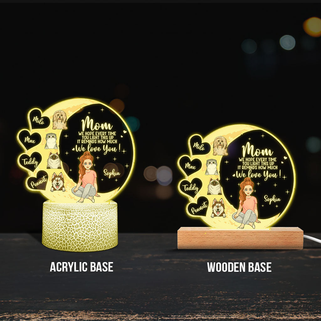 Mom, We Hope - Personalized Mother's Day Dog Shaped Plaque Light Base