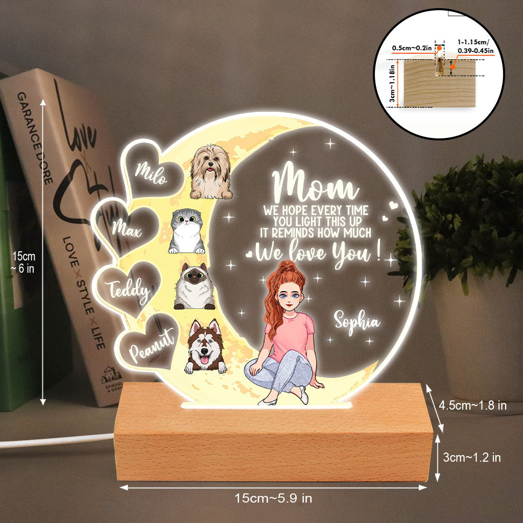 Mom, We Hope - Personalized Mother's Day Dog Shaped Plaque Light Base