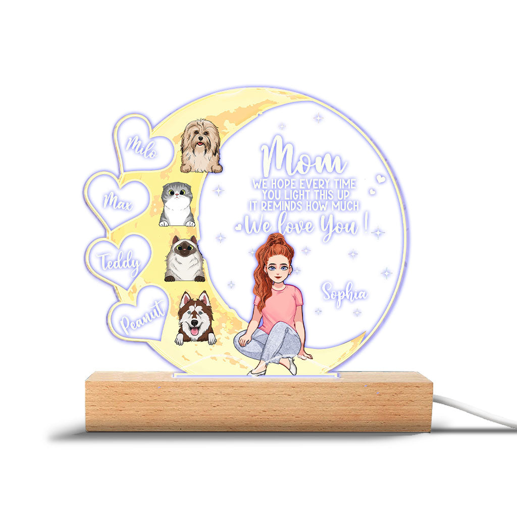 Mom, We Hope - Personalized Mother's Day Dog Shaped Plaque Light Base