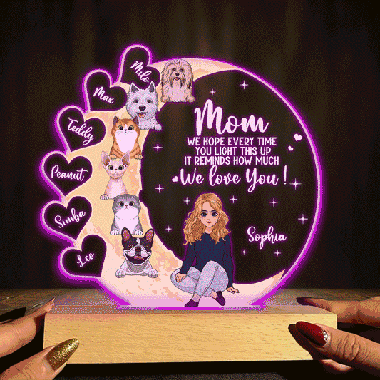Mom, We Hope - Personalized Mother's Day Dog Shaped Plaque Light Base