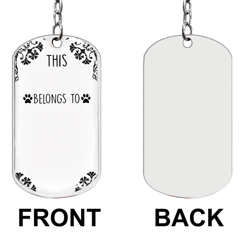 Ce porte-clés « Ce chien appartient à » - Cadeau pour amoureux des chats - Porte-clés personnalisé en acier inoxydable