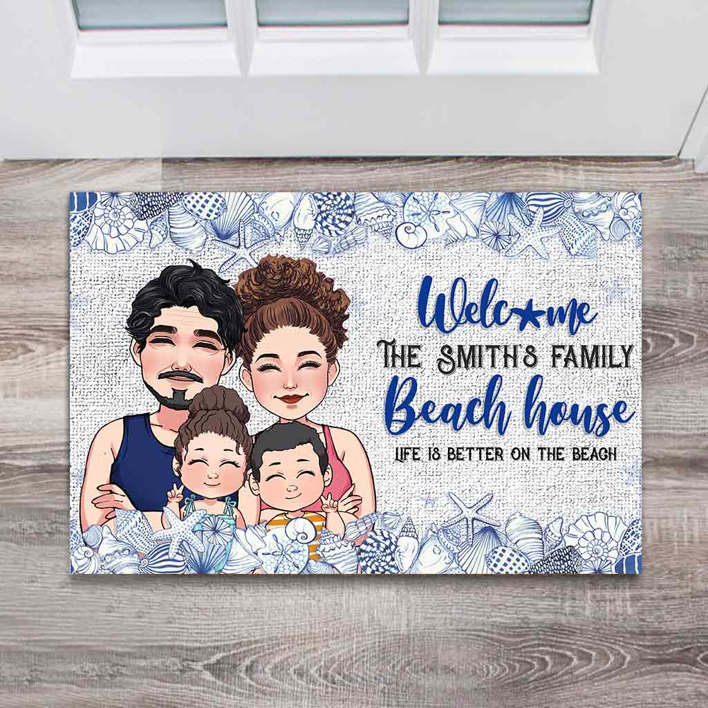 Bienvenue à la maison de plage - Paillasson personnalisé pour amoureux de la mer
