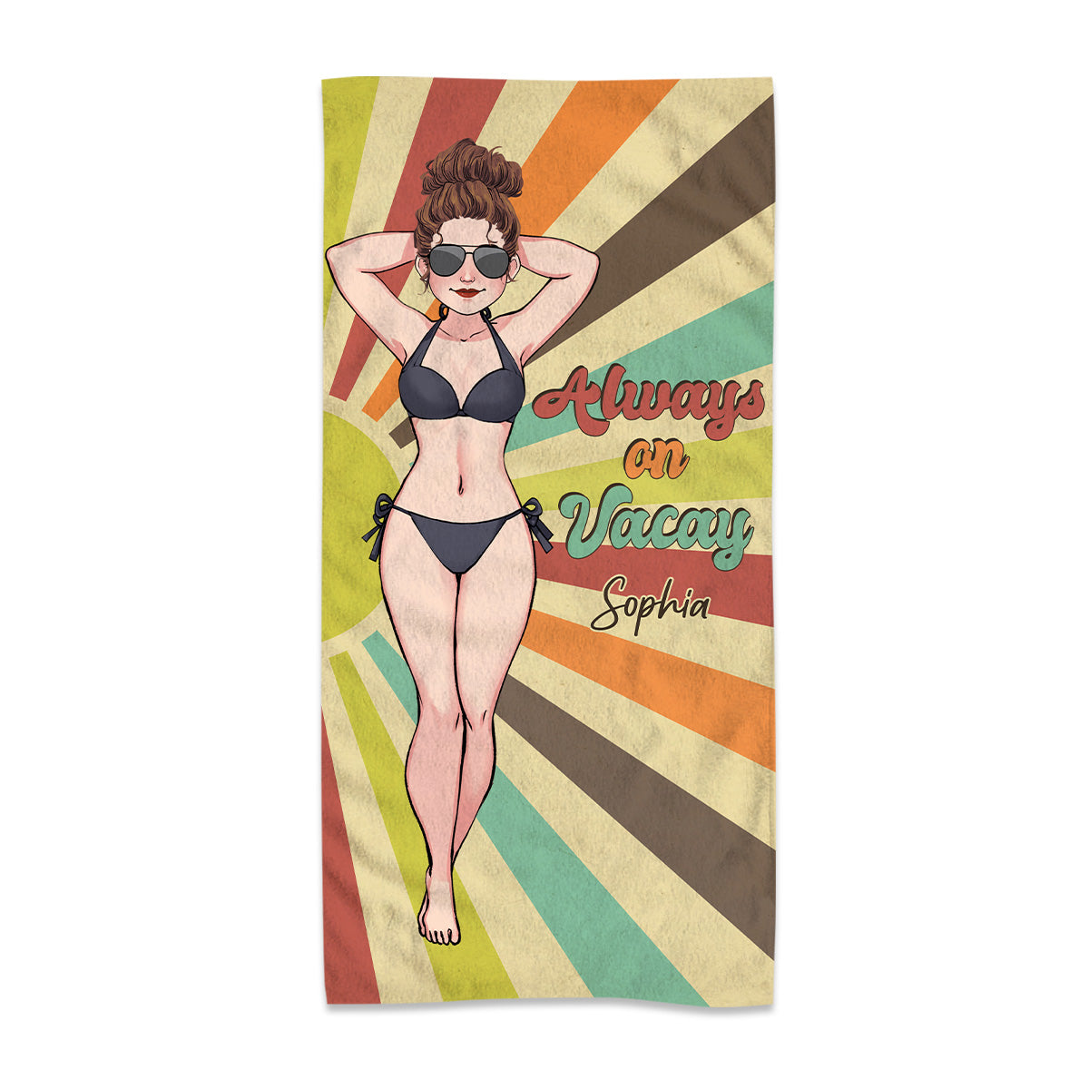 Toujours en vacances - Cadeau pour les amoureux de la mer : serviette de plage personnalisée pour une amie, une sœur, une petite amie, une épouse ou une maman