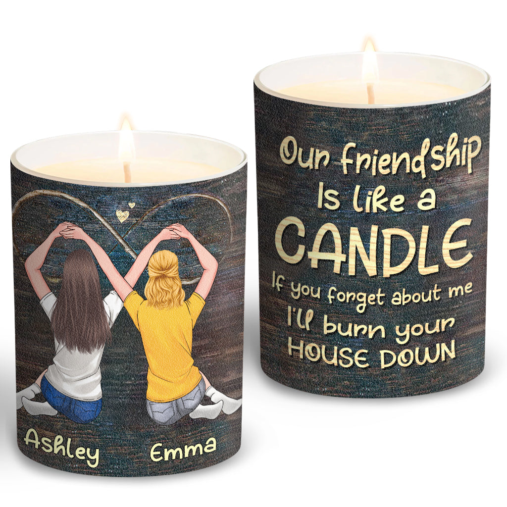 Notre amitié est comme une bougie - Bougie personnalisée pour meilleure amie avec couvercle en bois