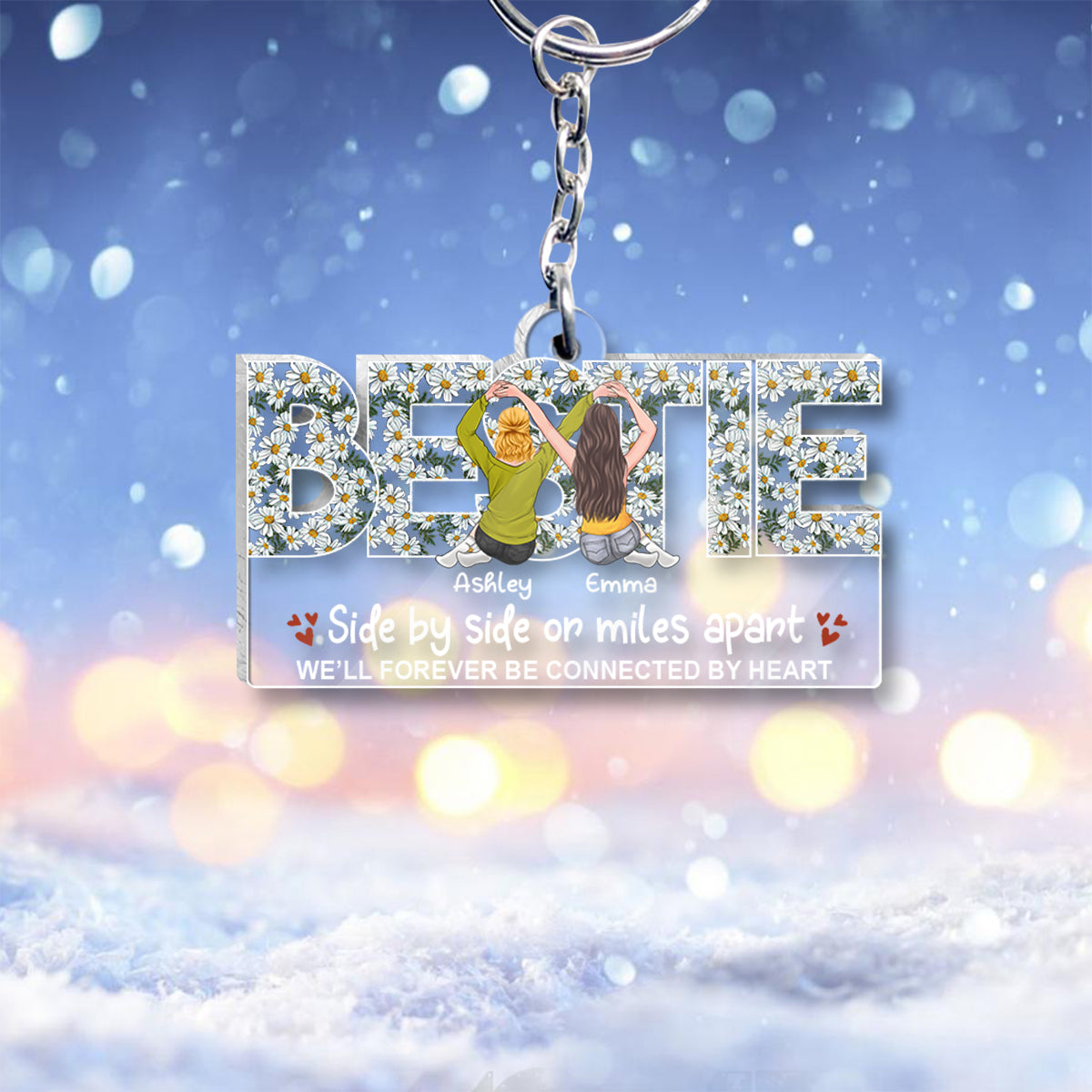 Meilleure amie pour toujours - Porte-clés transparent personnalisé pour meilleure amie