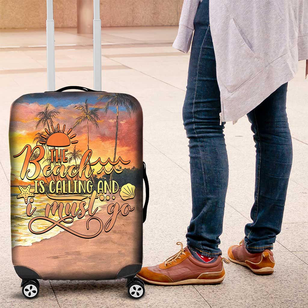 The Beach Is Calling And I Must Go - Personalized Sea Lover Luggage Cover