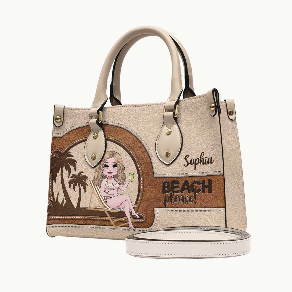 Beach Please - Sac à main en cuir personnalisé pour amoureux de la mer
