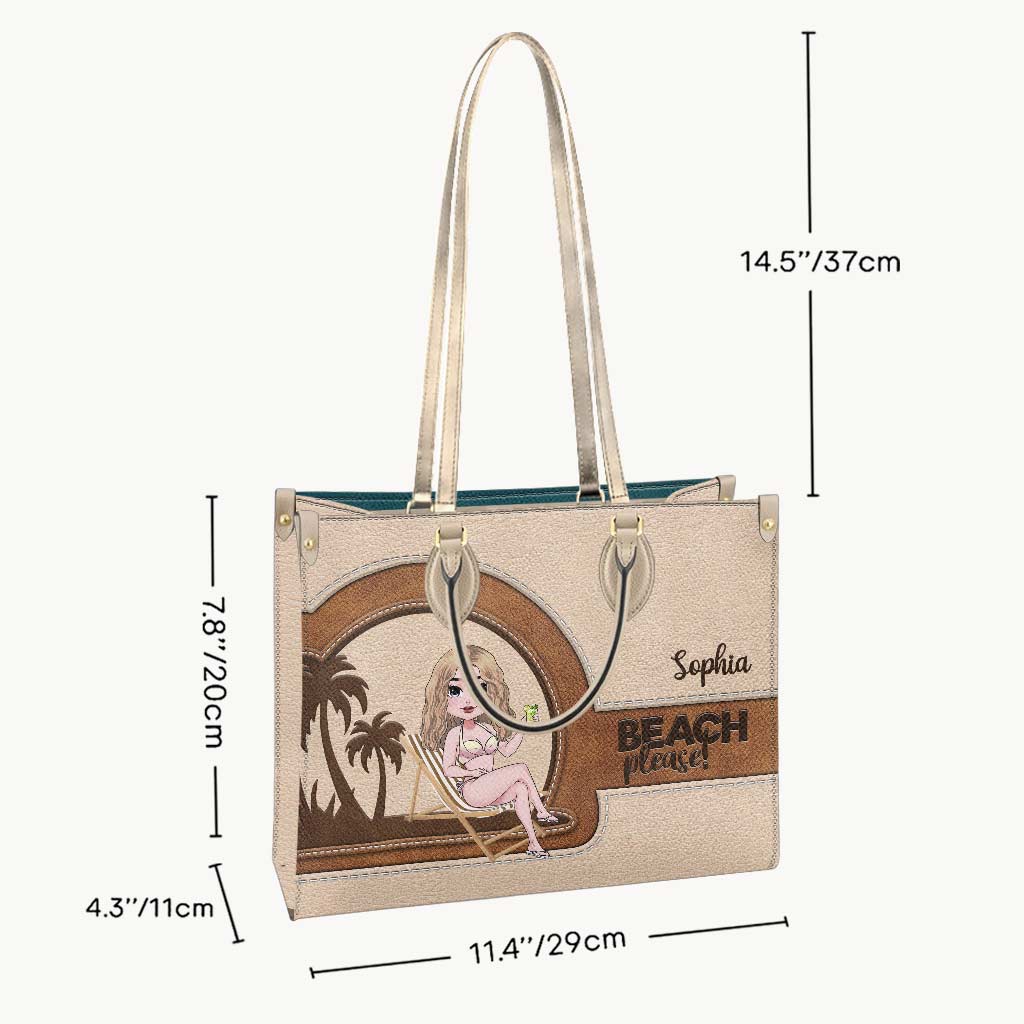 Beach Please - Sac à main en cuir personnalisé pour amoureux de la mer